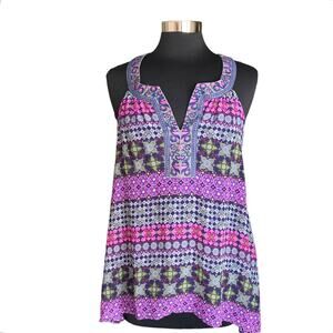 Allen B. by Allen Schwartz Sleeveless Embroidered Top Boho Contemporary MED